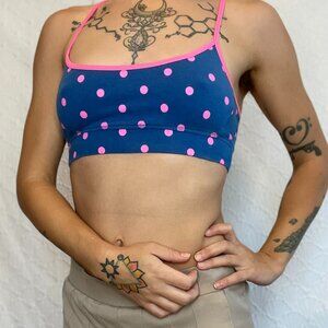 ♡ Polka Dot Cotton Sports Bra ♡ Neon 50's Retro Kawaii Girly